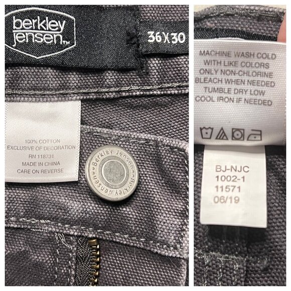 Berkley Jensen Men Work Pants 36x30 Dark 100% Cotton Relaxed Fit Durable Pockets - Picture 8 of 15